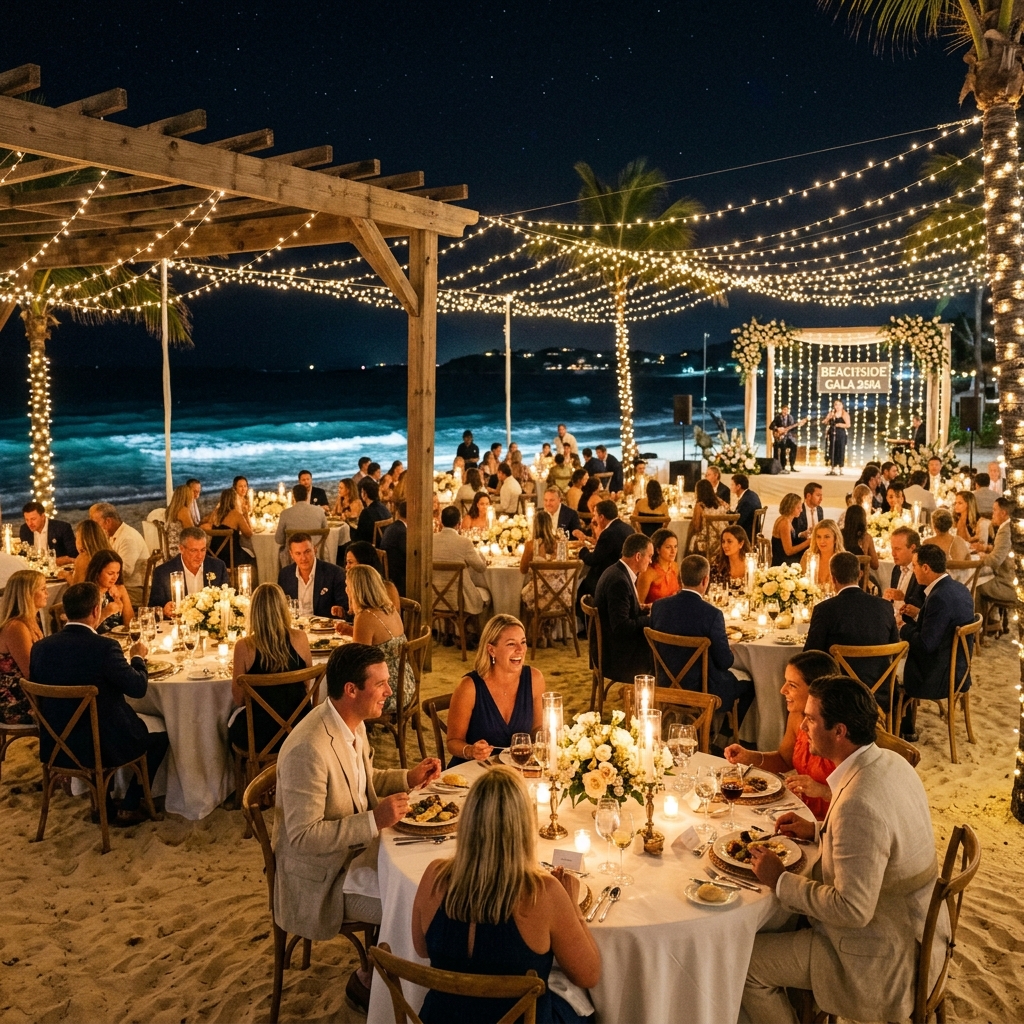 Dịch vụ tổ chức Gala Dinner ngoài trời bãi biển